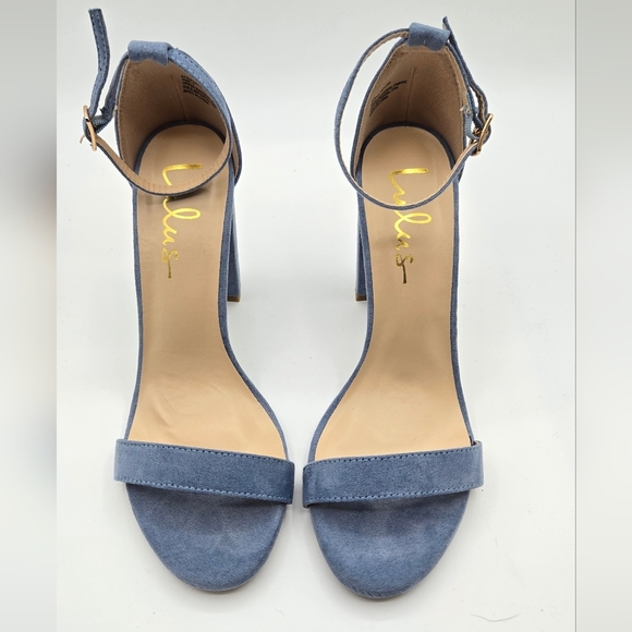 Lulus | Light Blue Suede 4" Strappy Heels Size 7 - Picture 5 of 9